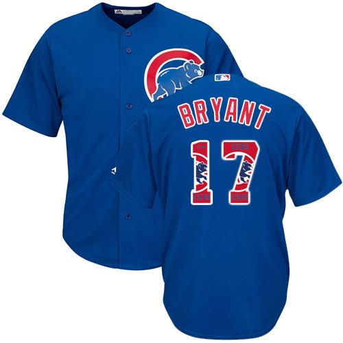 Cubs #17 Kris Bryant Blue Team Logo Fashion Stitched MLB Jersey - Click Image to Close
